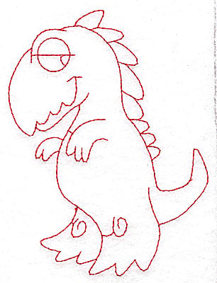 Embroidery Design: Dinosaur G redwork large<br> 3.82w X 4.95h