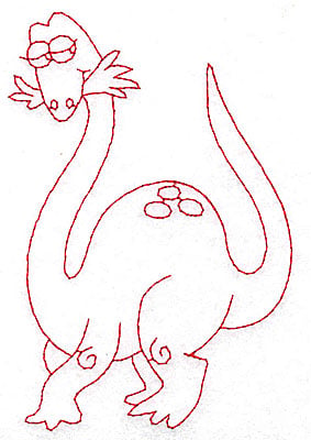 Embroidery Design: Dinosaur H redwork large<br> 3.29w X 4.94h