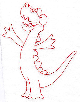 Embroidery Design: Dinosaur I redwork large<br> 3.77w X 4.96h