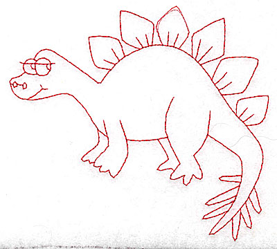 Embroidery Design: Dinosaur J redwork large<br> 3.96w X 4.56h