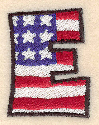 Embroidery Design: E large <br> 2.04"h x 1.55"w