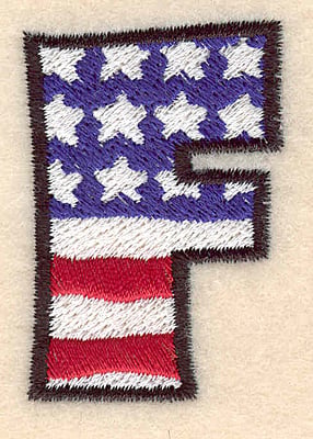 Embroidery Design: F large <br> 2.01"h x 1.36"w