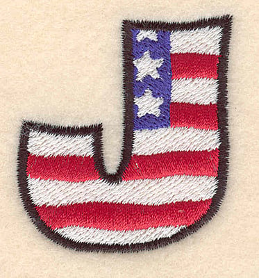 Embroidery Design: J large <br> 2.01"h x 1.84"w