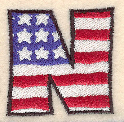 Embroidery Design: N large <br> 2.01"h x 2.04"w