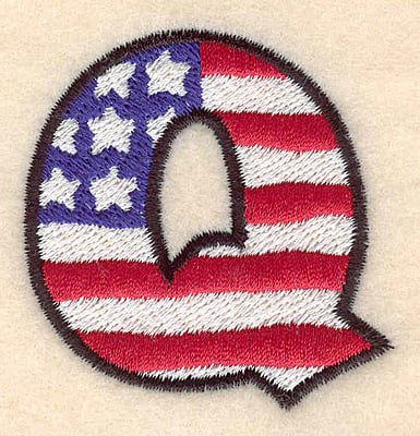 Embroidery Design: Q large <br> 2.16"h x 2.05"w