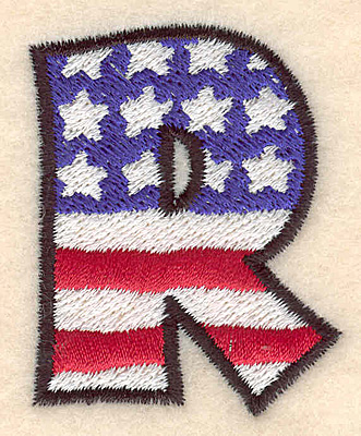 Embroidery Design: R large <br> 2.11"h x 1.65"w
