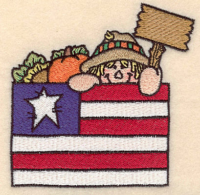 Embroidery Design: Scarecrow with flag small <br>3.89"w X 3.89"h