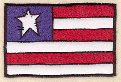 Embroidery Design: Flag stars and stripes applique <br>5.00"w X 3.36"h