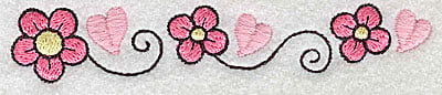 Embroidery Design: Flowers hearts and swirls large<br> 4.96w X 0.89h