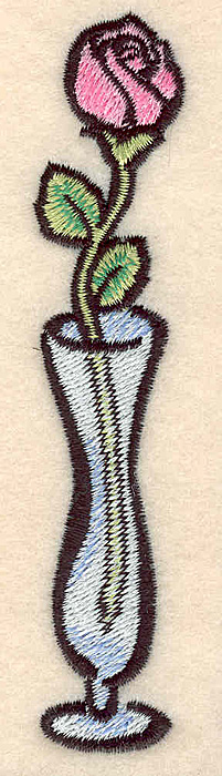 Embroidery Design: Rose in vase large<br> 1.00w X 4.82h