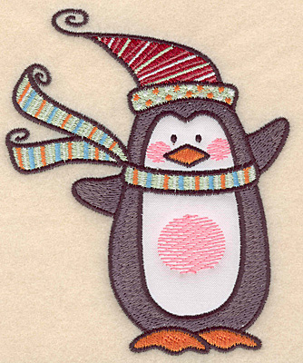 Embroidery Design: Penguin applique large<br>5.00"H x 4.08"W