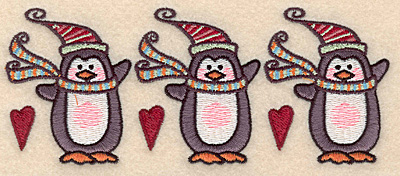 Embroidery Design: Pengin border<br>2.48"H x 6.08"W