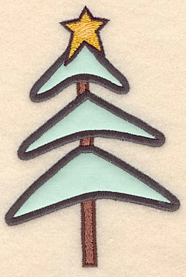 Embroidery Design: Christmas tree applique<br>5.00"H x 3.36"W