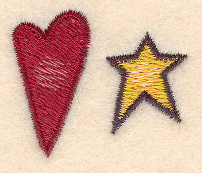 Embroidery Design: Heart star<br>1.32"H x 1.54"W