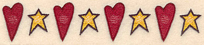 Embroidery Design: Heart star border<br>1.32"H x 6.56"W