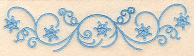 Embroidery Design: Snowflake swirl border<br>1.59"H x 6.36"W