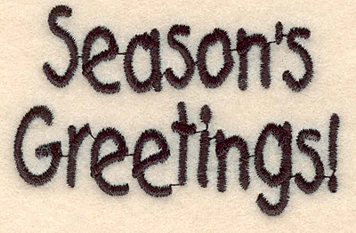 Embroidery Design: Season's Greetings large<br>1.80"H x 2.79"W
