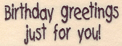 Embroidery Design: Birthday greetings large<br>1.91"H x 5.09"W