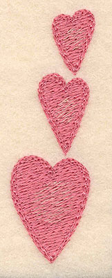 Embroidery Design: Heart trio large<br>2.94"H x 0.92"W