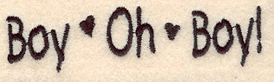 Embroidery Design: Boy oh boy large<br>0.94"	H x 3.72"W