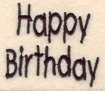 Embroidery Design: Happy birthday large<br>1.91"H x 2.18"W
