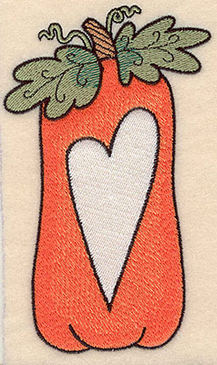 Embroidery Design: Pumpkin with heart <br>3.39"w X 5.63"h