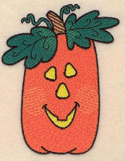 Embroidery Design: Pumpkin with happy face <br>3.39"w X 4.27"h
