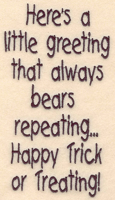 Embroidery Design: Trick or treat large <br>3.78"w X 6.87"h
