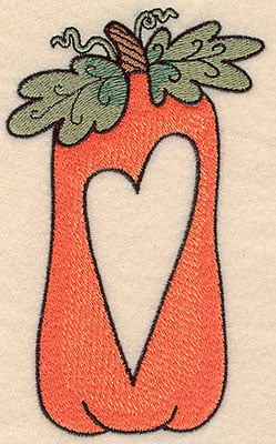 Embroidery Design: Pumpkin with heart open <br>3.39"w X 5.63"h