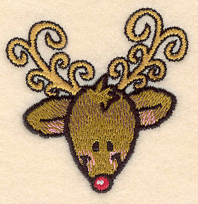 Embroidery Design: Reindeer head large<br>2.57w X 2.62h