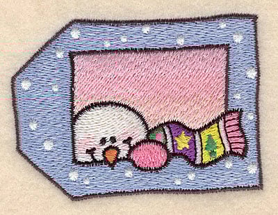 Embroidery Design: Snowman tag small <br>3.07"w X 2.23"h