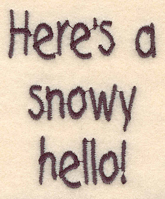 Embroidery Design: Snowy hello large <br>2.29"w X 2.80"h