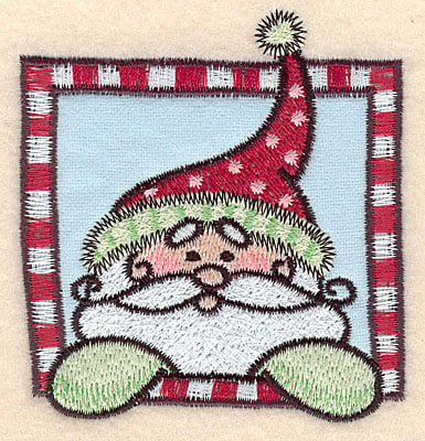 Embroidery Design: Santa in frame applique<br>3.33"H x 3.09"W