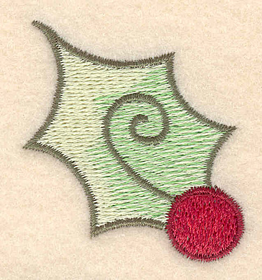 Embroidery Design: Holly with berry large<br>1.91"Hx1.94"W