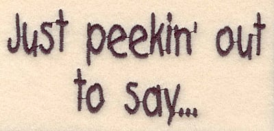 Embroidery Design: Just peekin' out large<br>1.95"Hx4.35"W