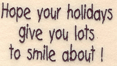 Embroidery Design: Holidays smile large<br>2.85"H x 2.35"W
