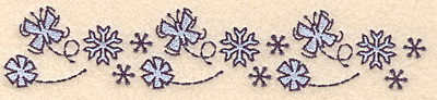 Embroidery Design: Butterfly snowflake border<br>1.34"H x 6.90"W