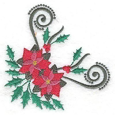 Embroidery Design: Poinsetta corner design<br> 3.48w X 3.47h | Embroidery Legacy Embroidery Design: Poinsetta corner design<br> 3.48w X 3.47h