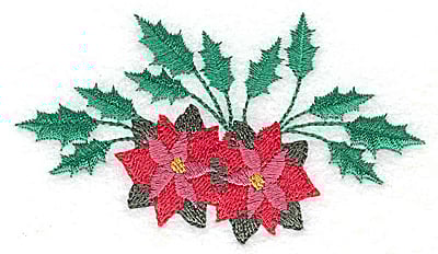 Embroidery Design: Poinsettas and holly<br> 3.88w X 2.24h