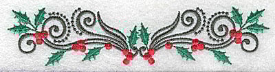 Embroidery Design: Holly berries and swirls<br> 5.87w X 1.30h | Embroidery Legacy Embroidery Design: Holly berries and swirls<br> 5.87w X 1.30h