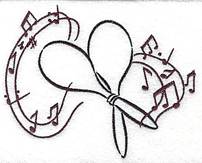 Embroidery Design: Maracas with musical notes large<br> 4.95w X 4.01h