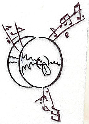 Embroidery Design: Cymbals with musical notes large<br> 3.47w X 4.99h