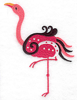 Embroidery Design: Flamingo J large<br> 3.63w X 4.87h