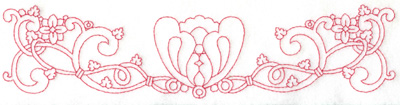 Embroidery Design: Redwork border design C large<br> 9.77w X 2.35h