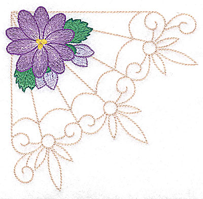 Embroidery Design: Single flower with buds large <br> 4.97w X 4.79h