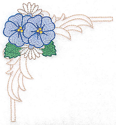 Embroidery Design: Daisies and pansies large<br> 4.58w X 4.94h