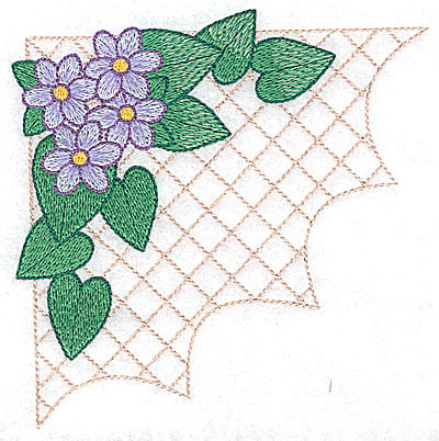Embroidery Design: Flowers on grid large<br> 4.93w X 4.91h