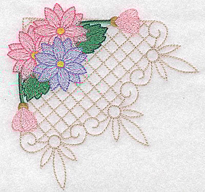 Embroidery Design: Floral trio large<br> 4.95w X 4.81h