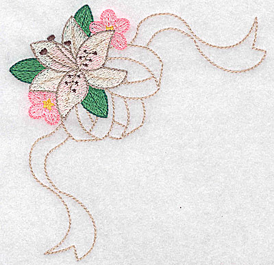 Embroidery Design: Lily with blossoms large<br> 4.88w X 4.94h
