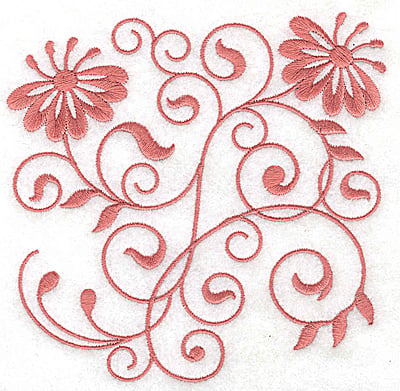 Embroidery Design: Floral design F large<br> 4.97w X 4.94h